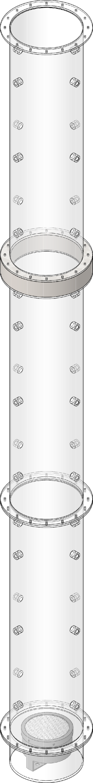 CAD elevation of the large-diameter bubble column