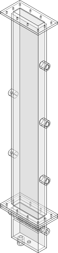 CAD elevation of the rectangular bubble-swarm column