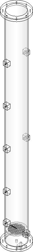 CAD elevation of the cylindrical bubble-swarm column